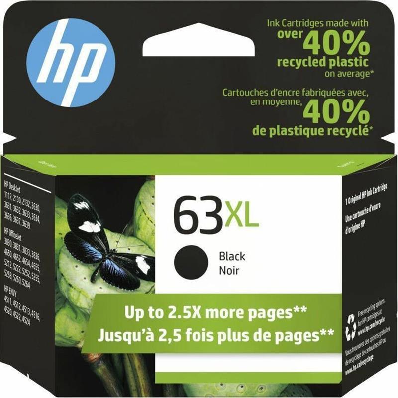 Image Cartouche jet d'encre à haut rendement HP 63XL