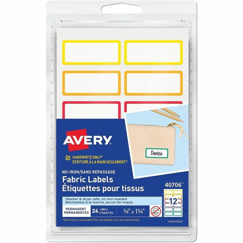 Image Étiquettes sans repassage pour tissus Avery